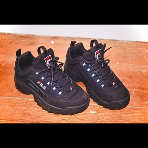 Womens Black Fila Shoes.